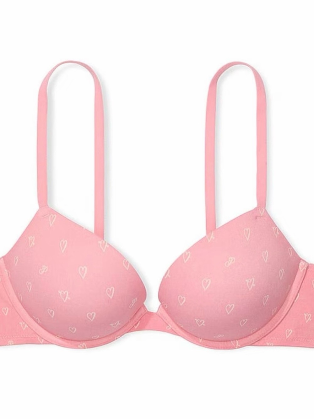 NWT Victoria's Secret Super Push Up Pink Heart Print Bra- size 36DD